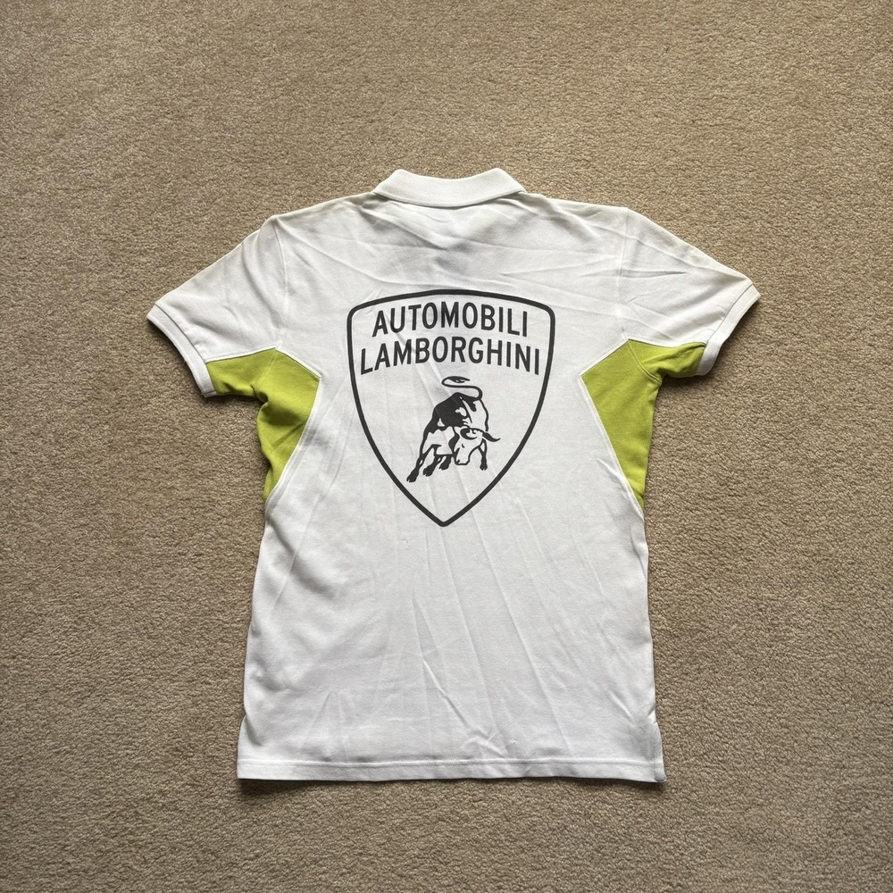 Automobili Lamborghini Polo Shirt Youth 14 White Green Pilota Ufficiale Racing